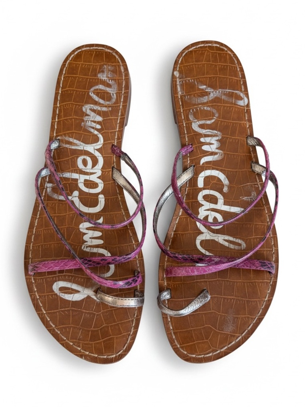 Sam Edelman Gigi Pink Snakeskin Thong Gladiator Sandals Women’s Size 9.5